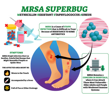 MRSA Symptoms are Painful Bumps, Warm to Touch, Come With a Fever, Filled with Pus or Other Drainage and May Be Resistant To Antibiotics